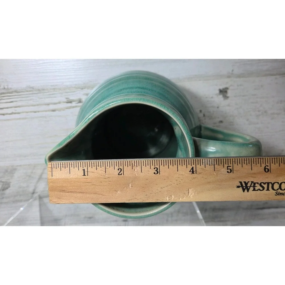 JARS France Tourron Jade Green Crackle Glaze Stoneware Ceramic Pitcher Jug 56oz